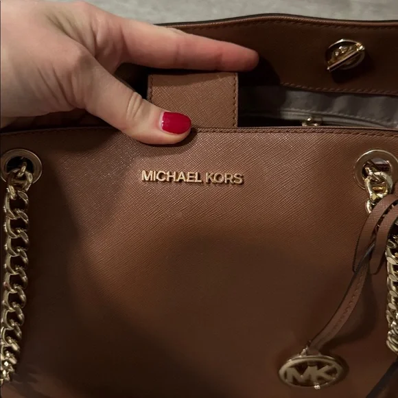 Michael Kors Susannah Large Leather Tote Bag — Luggage Brown - Picture 6 of 14